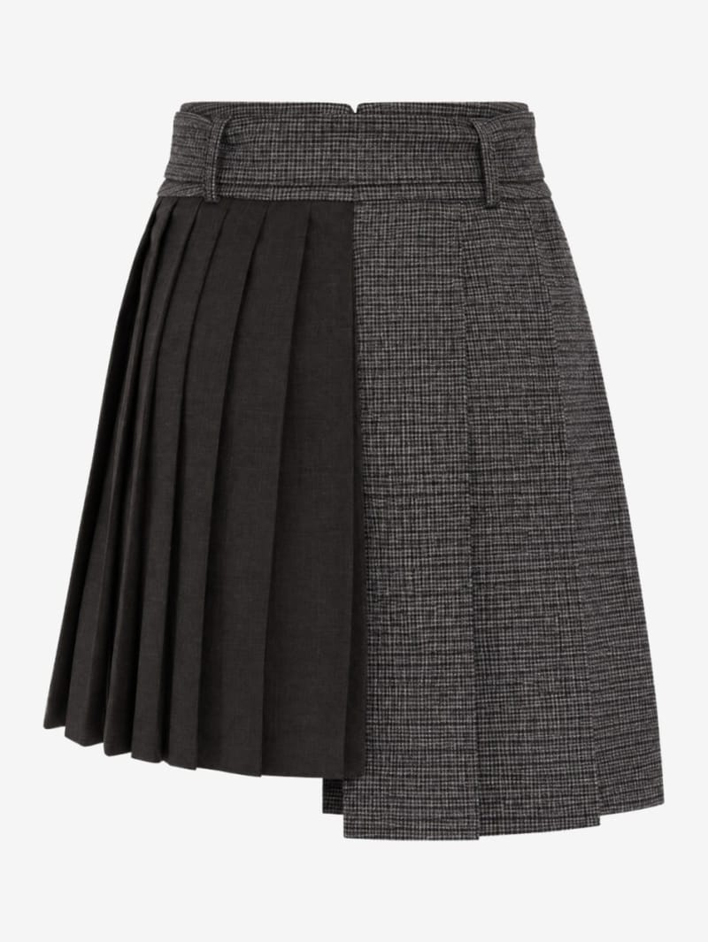 MSGM: Wool pleated mini skirt with belt