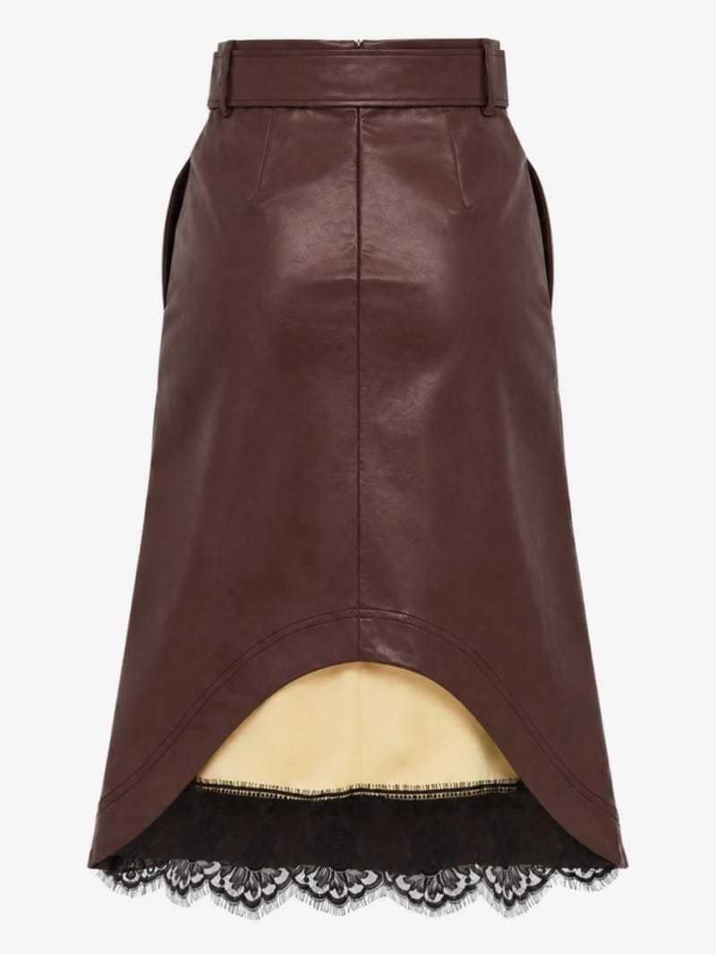 MSGM - Viscose asymmetric midi skirt with lace