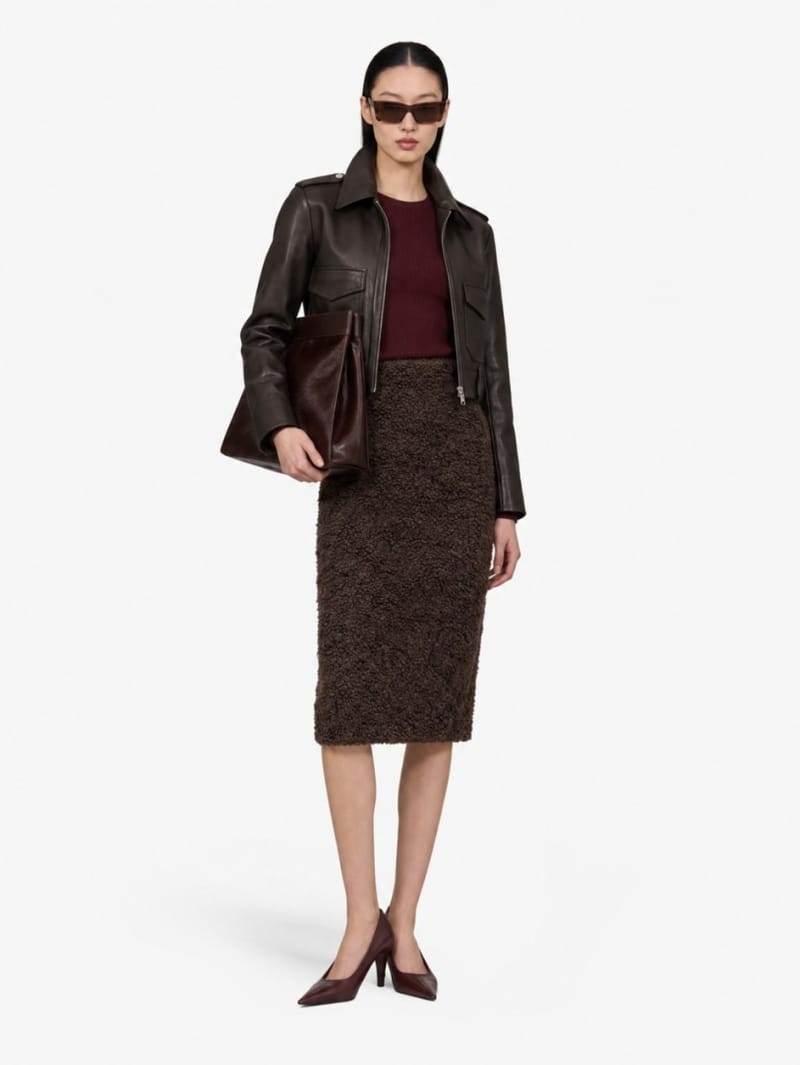 MSGM: Faux shearling midi skirt