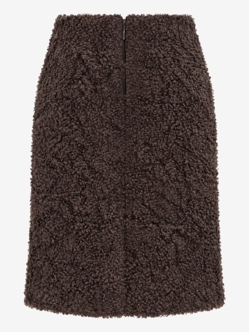 MSGM: Faux shearling midi skirt