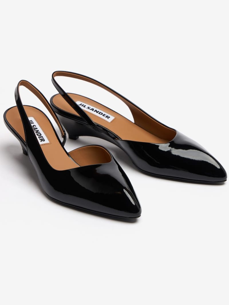 Jil Sander: 45mm Arc patent leather slingback pumps