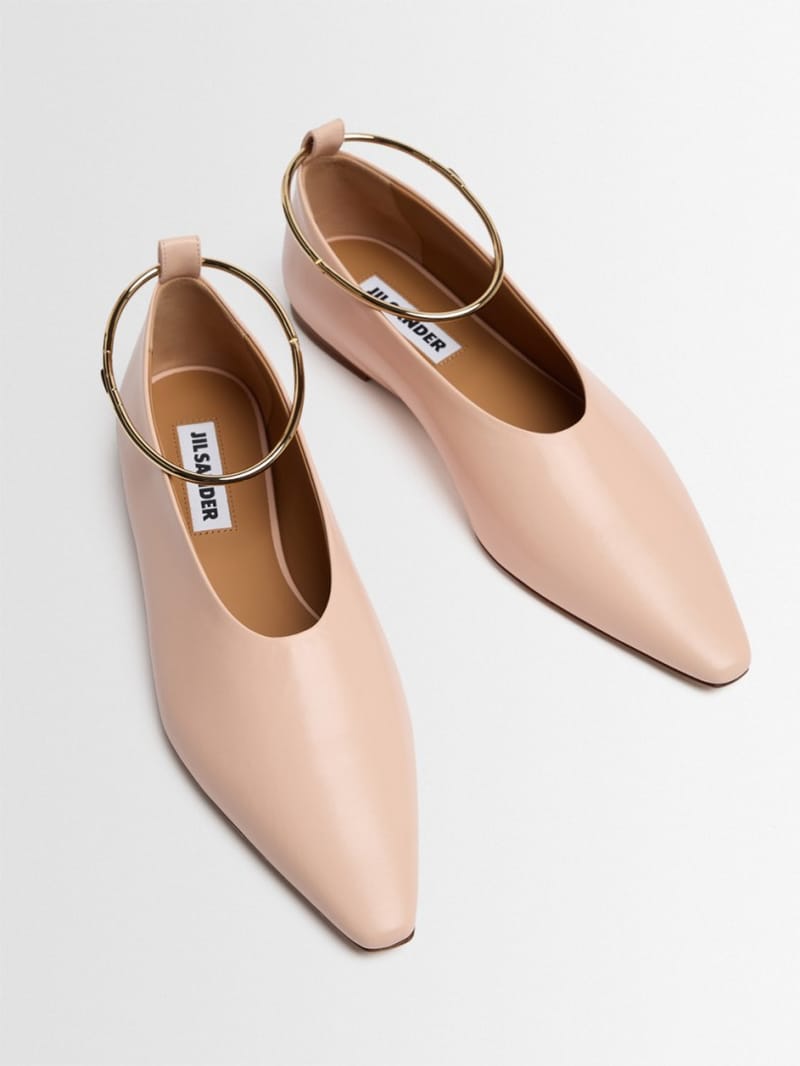 Jil Sander - Ring calf leather ballet flats with strap