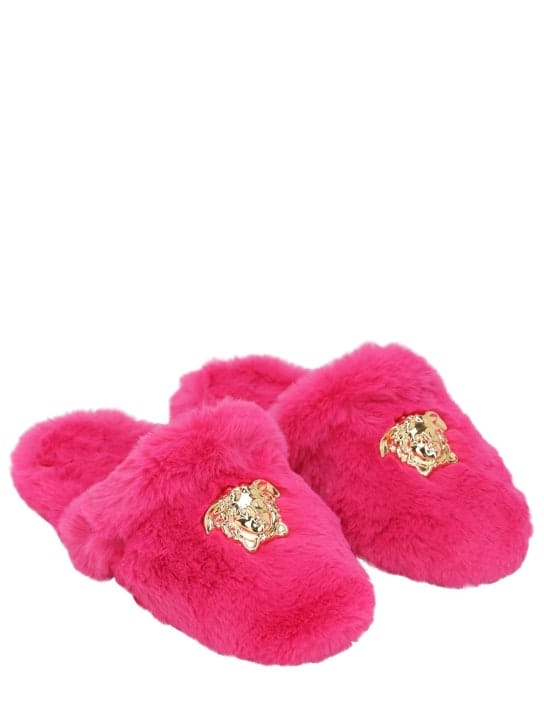 Versace - Medusa faux fur slippers