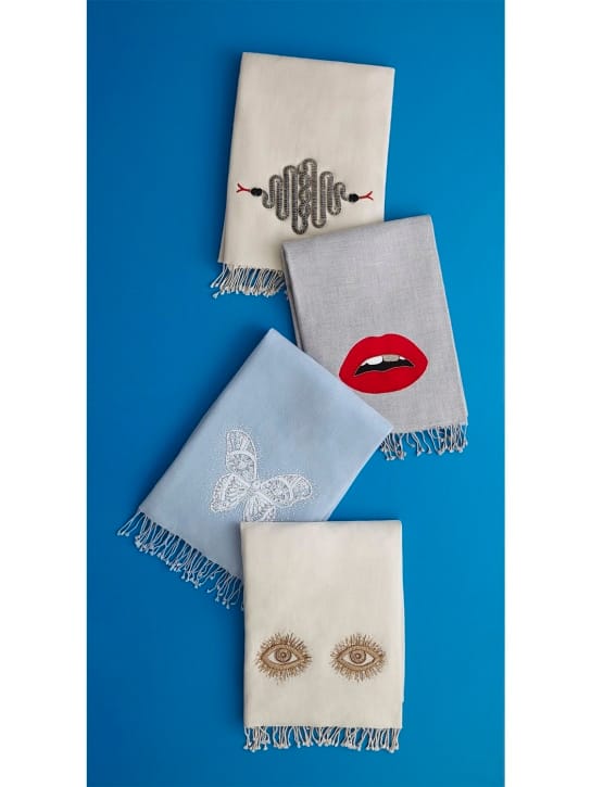 Jonathan Adler - Lips embellished camel & wool throw