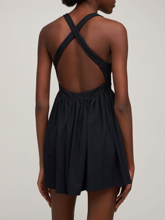 Marysia: Flared stretch-jersey mini dress