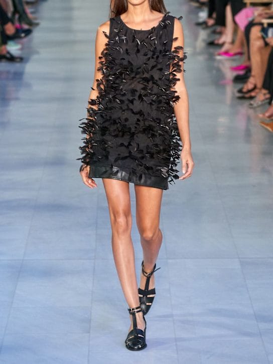 Max Mara: Straight mini dress with feathers