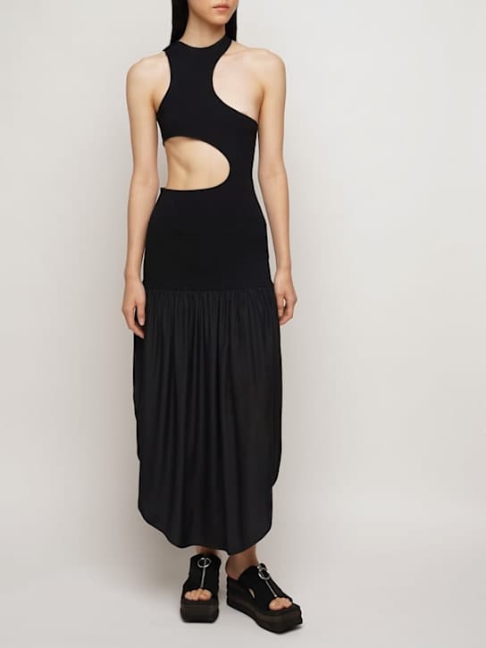 Stella McCartney - Knit & satin silk cut out midi dress
