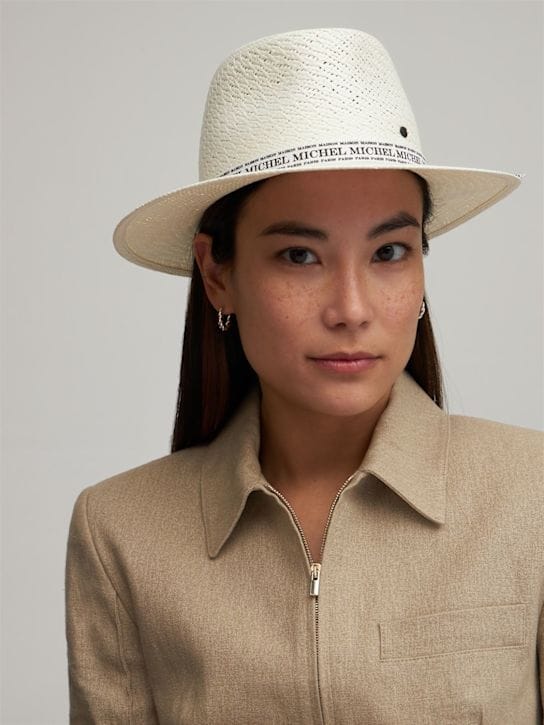 Maison Michel - Andre on-the-go logo straw effect hat