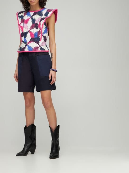 Marant Etoile - Kalerna cotton & linen patchwork shorts