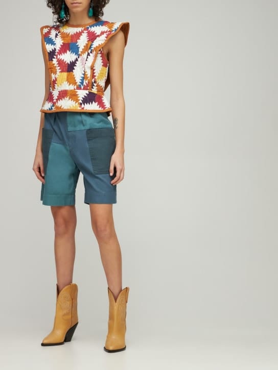 Marant Etoile - Kalerna cotton & linen patchwork shorts