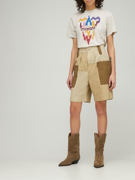 Marant Etoile - Kalerna cotton & linen patchwork shorts