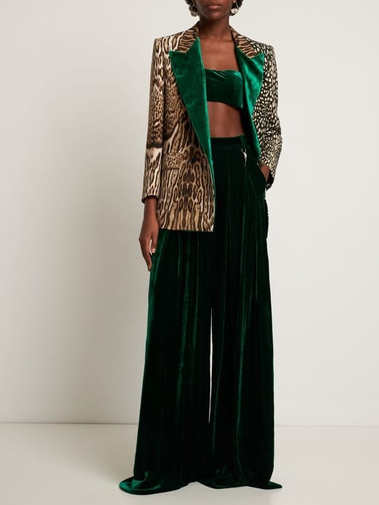 Roberto Cavalli: 光滑真丝混纺天鹅绒窄边上衣