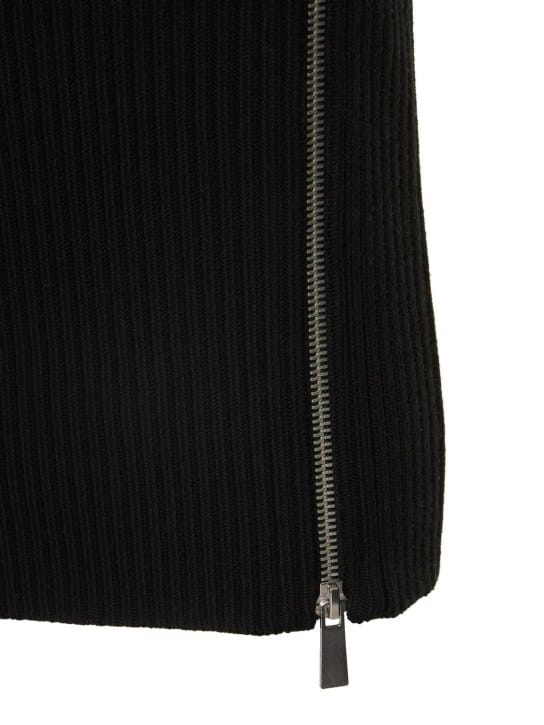 Michael Kors Collection: 罗纹针织羊毛拉链开合迷笛半身裙
