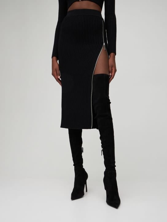 Michael Kors Collection: 罗纹针织羊毛拉链开合迷笛半身裙