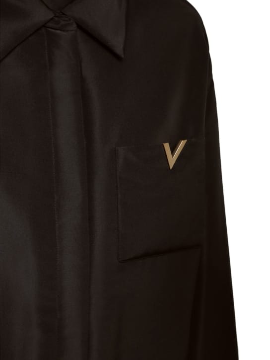 Valentino: 大廓型填充真丝罗缎衬衫