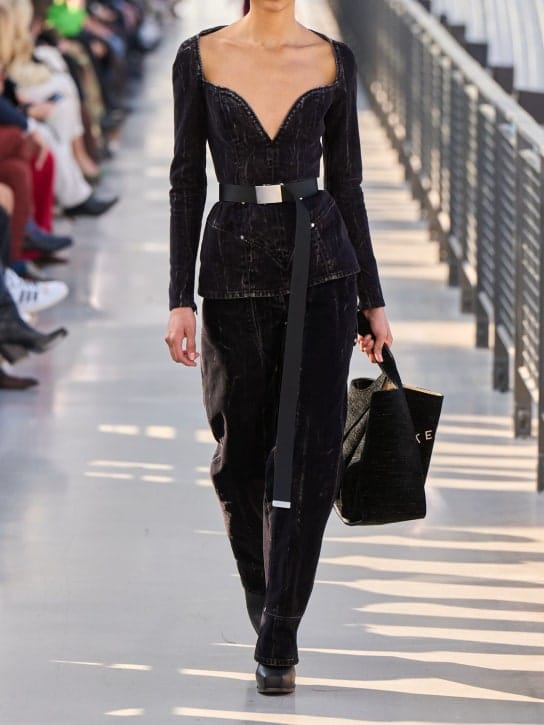 Stella McCartney: 天鹅绒直筒牛仔工装裤