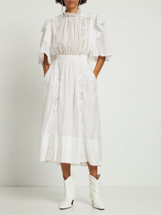 Marant Etoile: Baumwollkleid mit Spitzeneinsätzen
