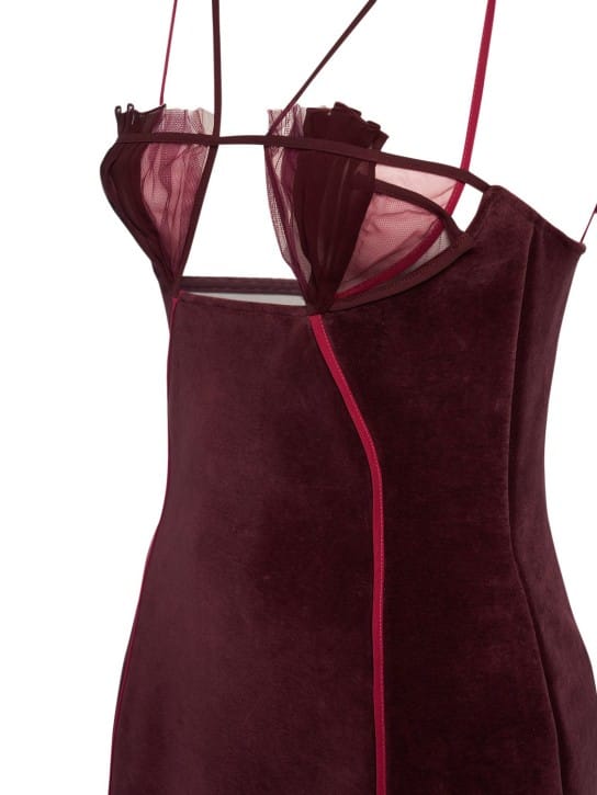 Nensi Dojaka: Velvet mini dress with cut-outs