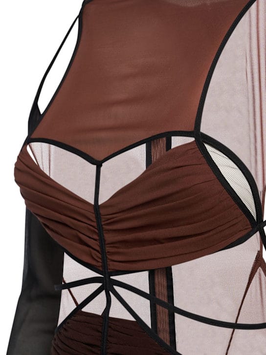 Nensi Dojaka: Fitted mini dress with sheer sleeves