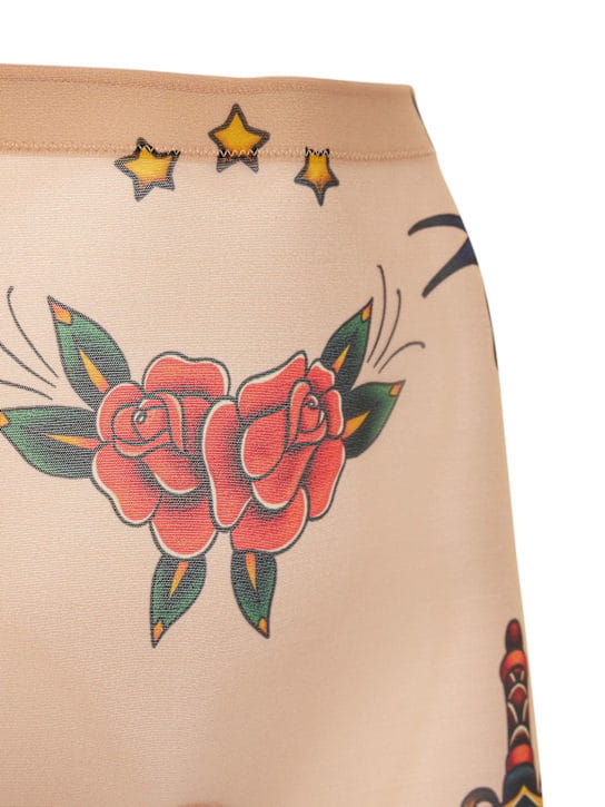 Dsquared2: Tattoo印花透明薄纱骑行短裤