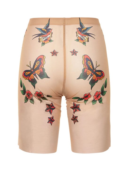 Dsquared2: Tattoo印花透明薄纱骑行短裤
