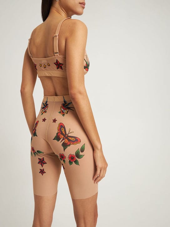 Dsquared2: Tattoo印花透明薄纱骑行短裤