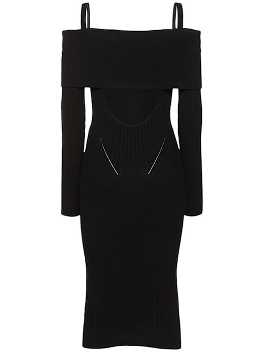 Andreadamo: Off-the-shoulder ribbed knit midi dress