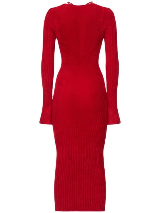 Andreadamo: Cut out ribbed knit midi dress