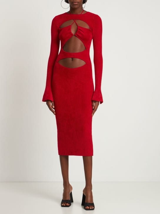 Andreadamo: Cut out ribbed knit midi dress