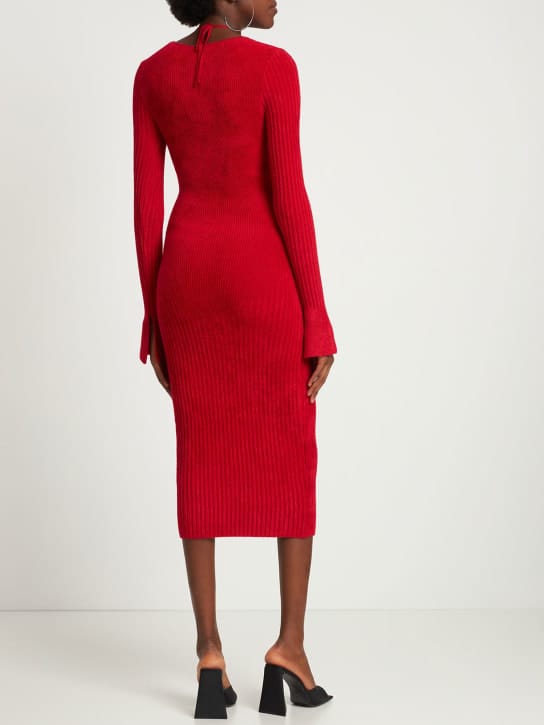 Andreadamo: Cut out ribbed knit midi dress