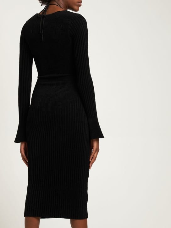 Andreadamo: Ribbed knit cut-out midi dress
