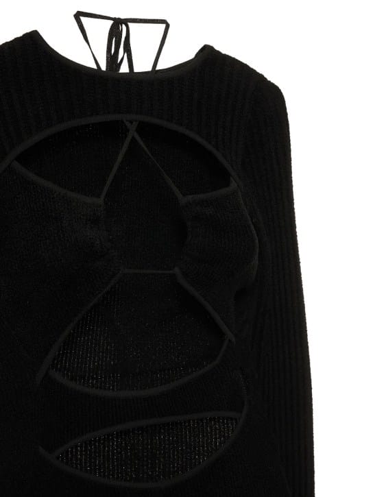 Andreadamo: Ribbed knit cut-out midi dress