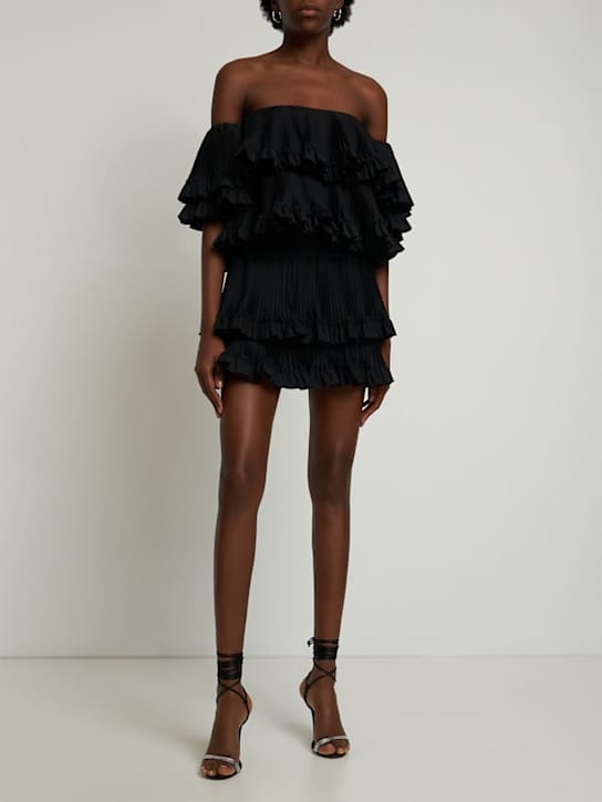 Brandon Maxwell: 打褶棉质府绸迷你短裙