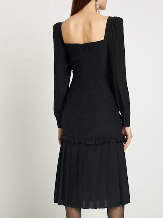 Alessandra Rich: Abito midi in lana vergine plissettato