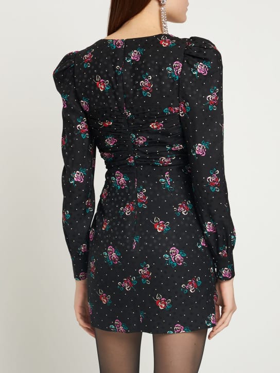 Alessandra Rich: Vestido corto de seda con mangas abullonadas