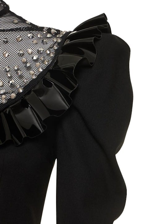 Alessandra Rich: Vestido corto de lana con cristales