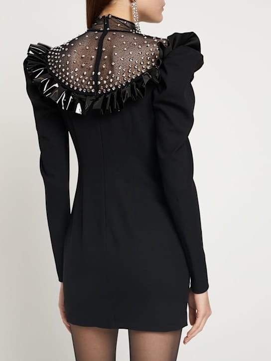Alessandra Rich: Vestido corto de lana con cristales