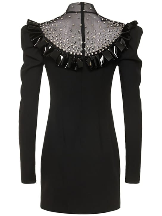 Alessandra Rich: Vestido corto de lana con cristales