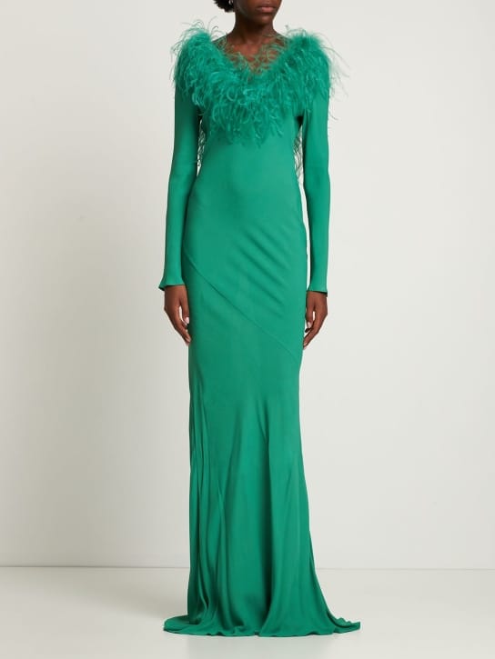 Giuseppe Di Morabito: Satin gown with feathers