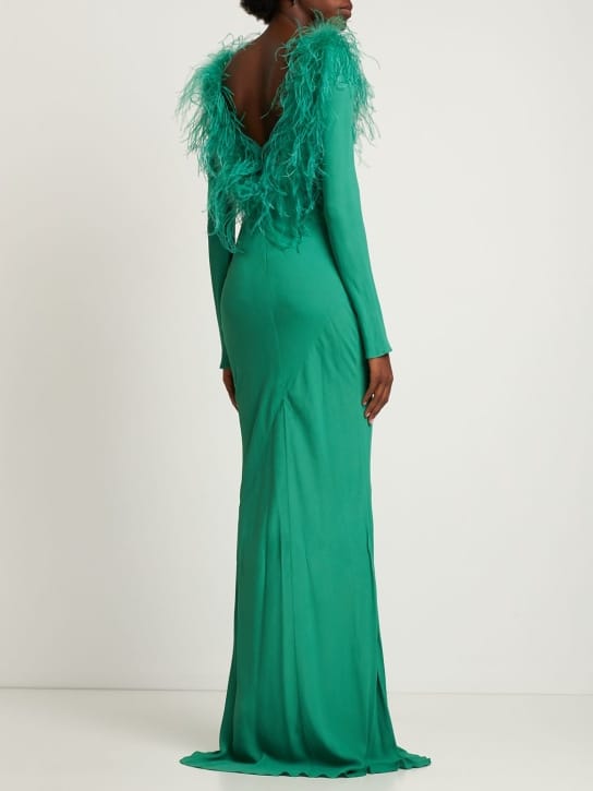 Giuseppe Di Morabito: Satin gown with feathers