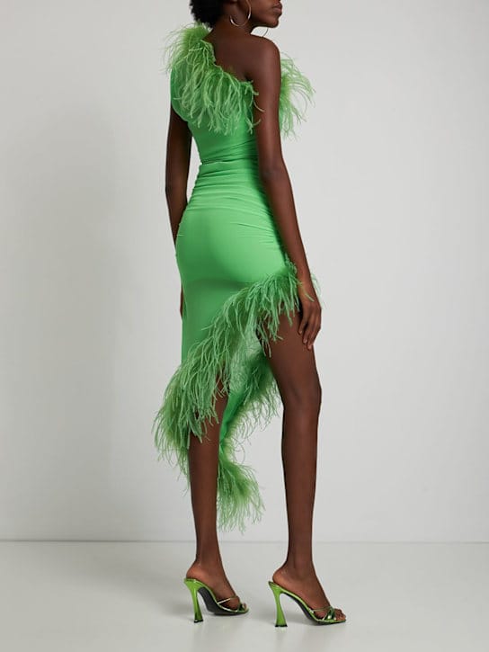 Giuseppe Di Morabito: One-shoulder dress with ostrich feathers