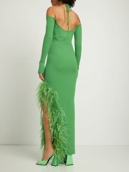 Giuseppe Di Morabito: Virgin wool maxi dress with feathers