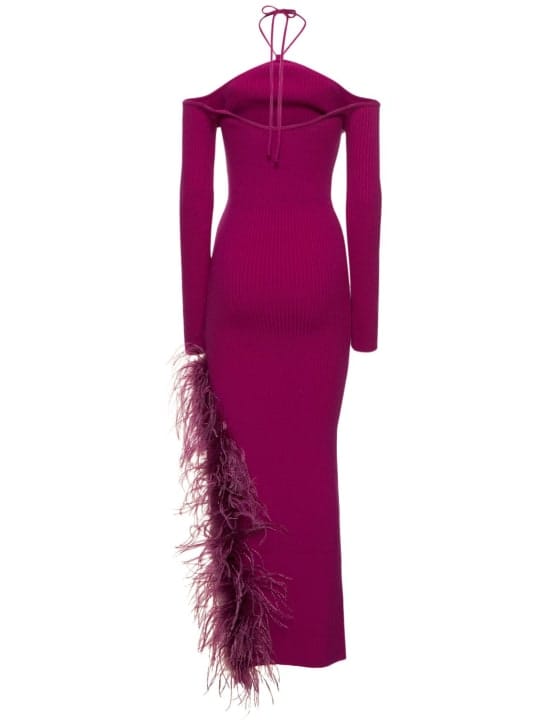 Giuseppe Di Morabito: Virgin wool maxi dress with feathers