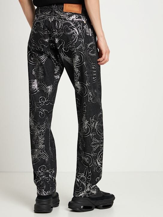 Versace: Barocco棉质直筒牛仔裤