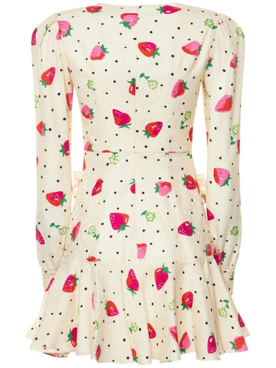 Alessandra Rich: Vestido corto de seda con volantes