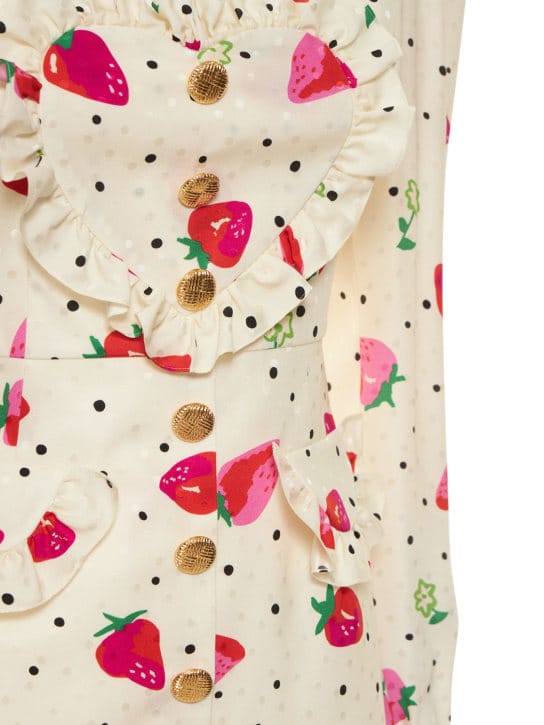 Alessandra Rich: Vestido corto de seda con volantes