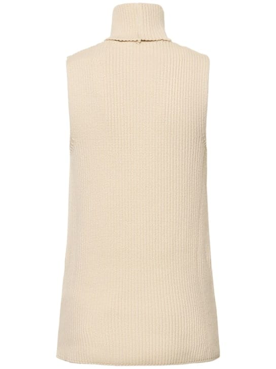 Jil Sander: 配领子罗纹针织混棉背心