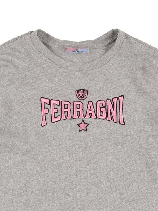 Chiara Ferragni: Logo刺绣棉质平纹针织T恤