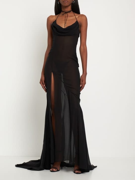 Alessandra Rich: Silk long dress with slit