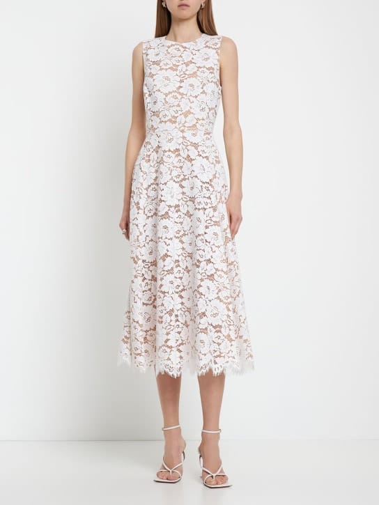 Michael Kors Collection - 混棉花朵蕾丝迷笛连衣裙